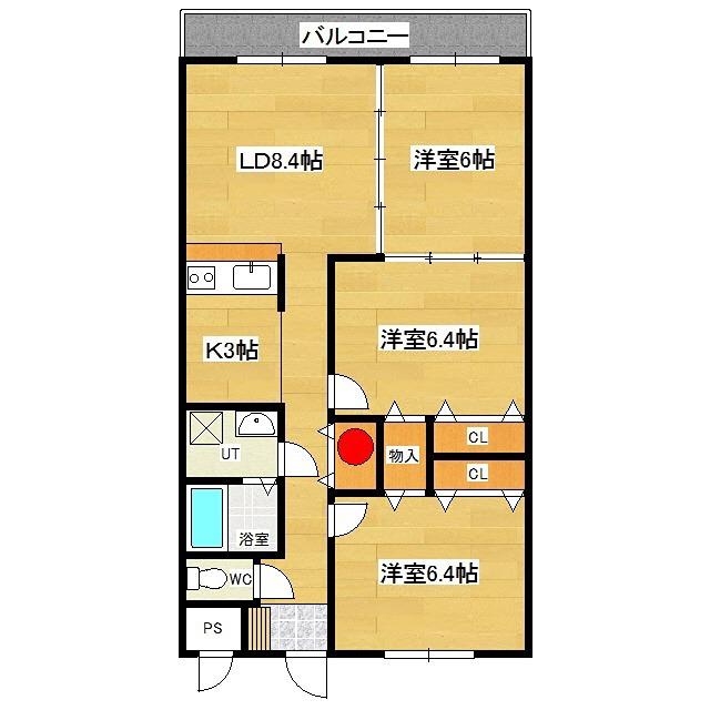 フェイマスKITAMI2番館(3LDK/5階)の間取り写真