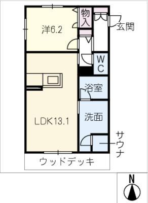 リラフォート(1LDK/1階)の間取り写真