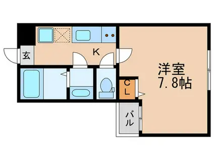 フラッティ堀川高辻(1K/1階)の間取り写真