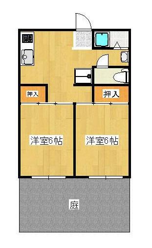 グリーンハイツB棟(2DK/1階)の間取り写真