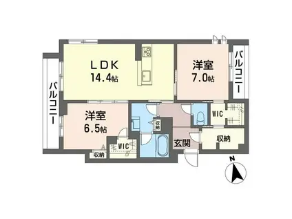 プレクシアガーデン(2LDK/3階)の間取り写真