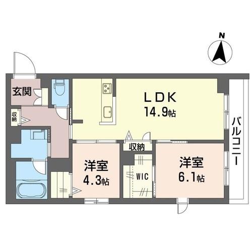 ザ ロデム レジデンシー(2LDK/2階)の間取り写真