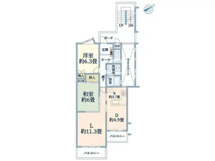 パークヒルズバームハイツ菊名弐番館(2LDK/4階)の間取り写真