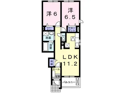 パッソ神田I(2LDK/1階)の間取り写真