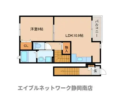 リバー・イーストI(1LDK/2階)の間取り写真