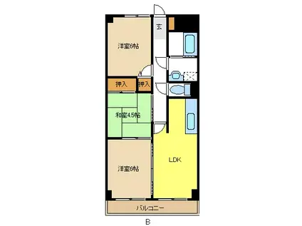 ヒルズ池場(3LDK/3階)の間取り写真