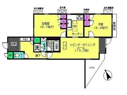 ユーロハイツ逗子桜山(2LDK/1階)の間取り写真
