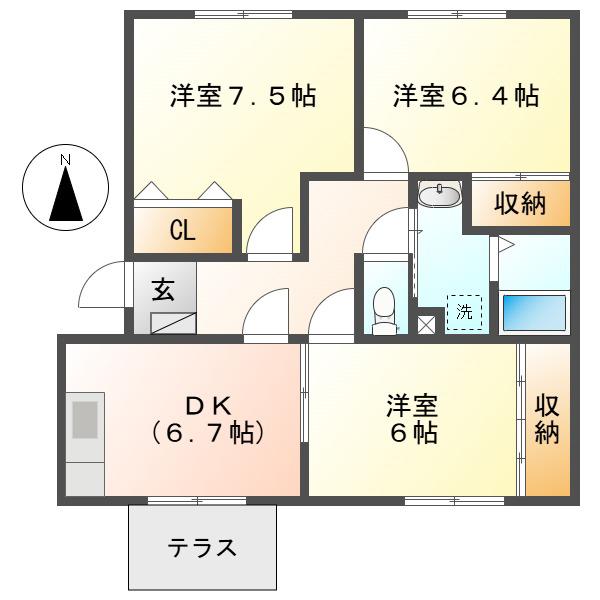 パールフィールド(3DK/1階)の間取り写真