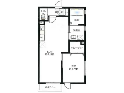 アールマンション(1LDK/2階)の間取り写真