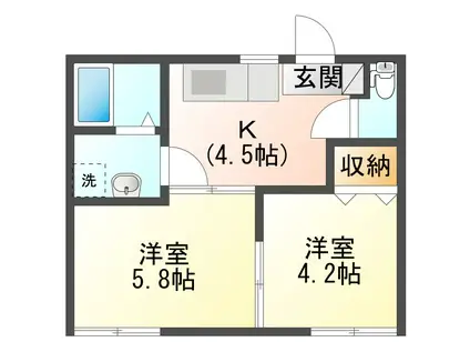 アスールデモダ(2K/2階)の間取り写真