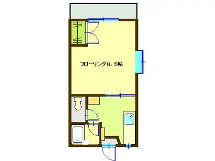 瀬尾ハイツ C棟(1K/1階)の間取り写真