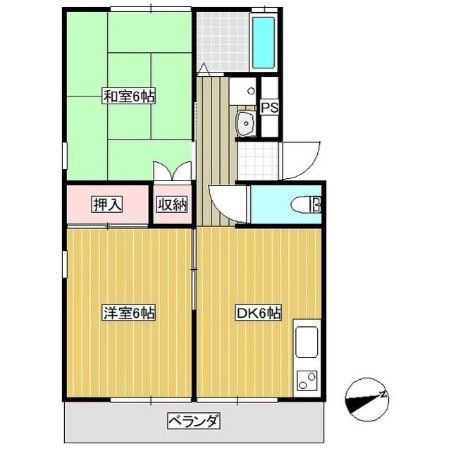 カレント井口A(2DK/1階)の間取り写真