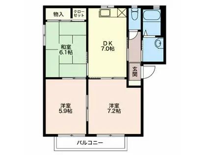 バリュージュ野沢 B棟(3DK/2階)の間取り写真