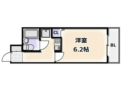 エスリード難波(1K/8階)の間取り写真