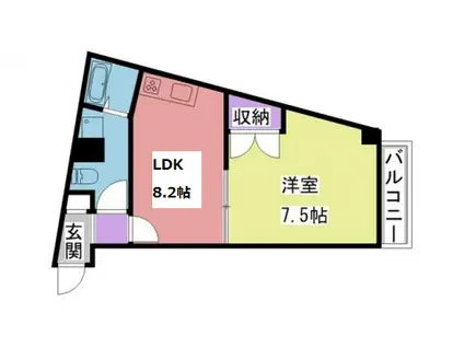 ディアさくら夙川(1LDK/1階)の間取り写真