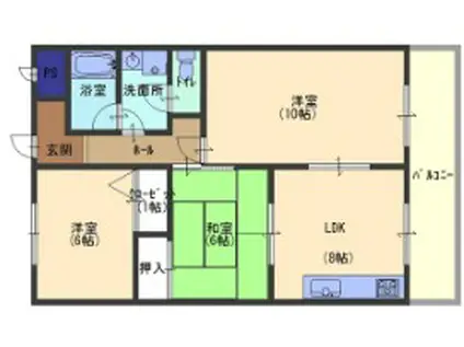 アルコーレ山手(3LDK/2階)の間取り写真