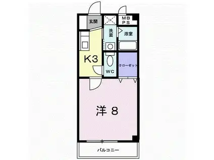 ソレアード(1K/1階)の間取り写真