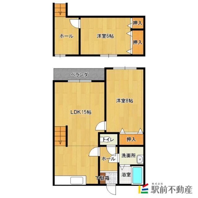 サンライズ上津II(2LDK/2階)の間取り写真