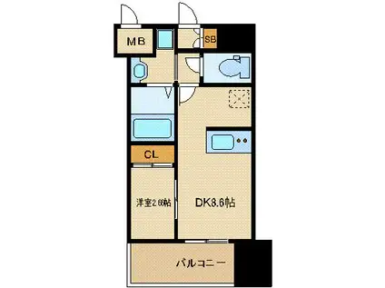 アルティザ仙台花京院(1DK/6階)の間取り写真