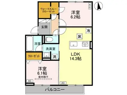 TORISIAS城東(2LDK/1階)の間取り写真
