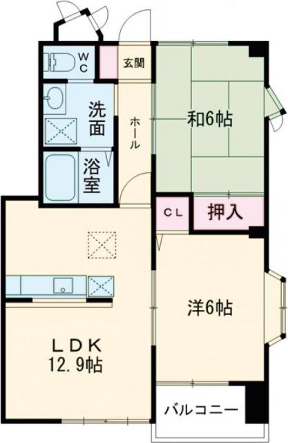 ハイステージ弐番館 A(2LDK/1階)の間取り写真