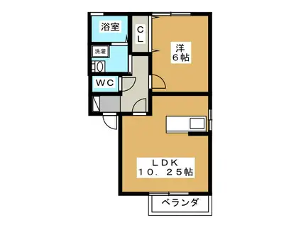 プロムナード・UB棟(1LDK/2階)の間取り写真