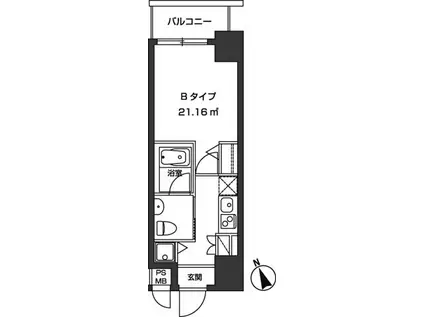 レジディア虎ノ門(1K/7階)の間取り写真