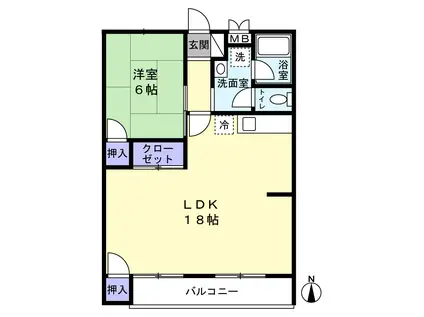 サンシティーフジ(1LDK/3階)の間取り写真
