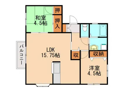 フルハウスB(2LDK/2階)の間取り写真