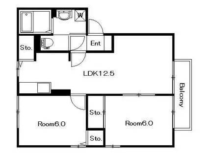 ロイヤルコートB(2LDK/2階)の間取り写真