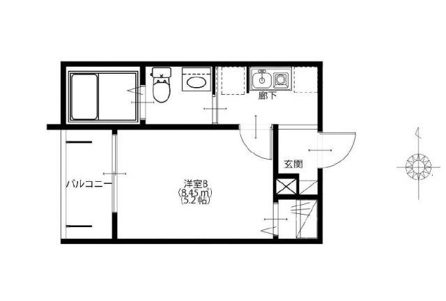 MELDIA上小町(1K/3階)の間取り写真