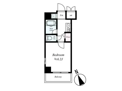 パラシオ塚本Ⅱ(1K/2階)の間取り写真