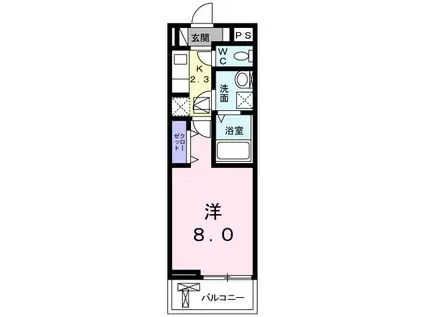 アネーロヒルIII(1K/1階)の間取り写真