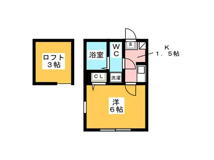 ステラシア横濱境之谷(1K/2階)の間取り写真