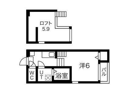 ラピスラズリ(1K/2階)の間取り写真