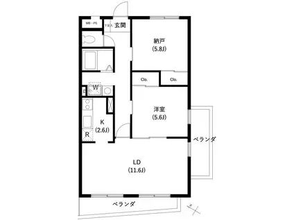 サンセゾンI(1SLDK/3階)の間取り写真