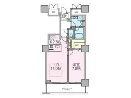 ロイヤルパークスタワー南千住(1LDK/9階)の間取り写真