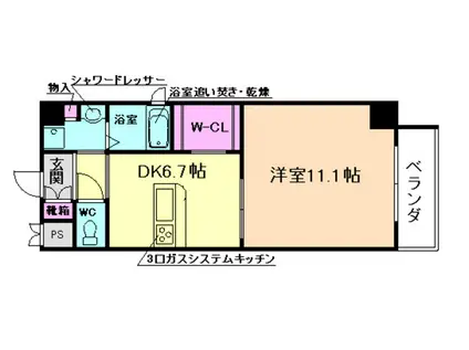 メルヴェイユJR野田駅前(1DK/3階)の間取り写真