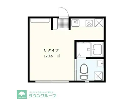 プラティーク代沢(ワンルーム/1階)の間取り写真