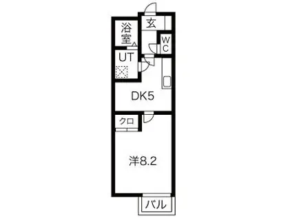 リナシメントA(1DK/2階)の間取り写真