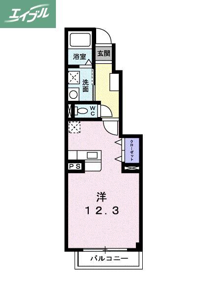 OAZOA棟(ワンルーム/1階)の間取り写真