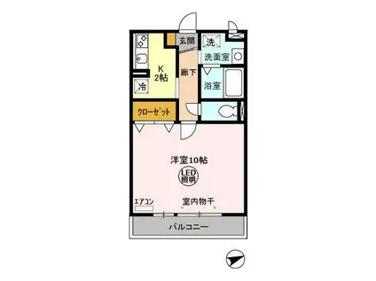 フォレストピア(1K/2階)の間取り写真