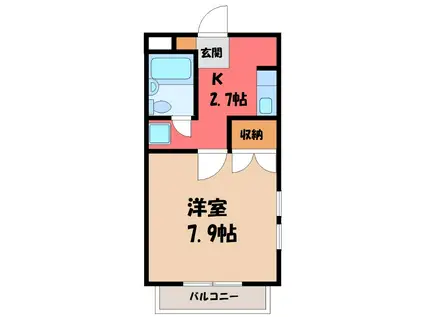 シティハイツシャレ―(1K/2階)の間取り写真