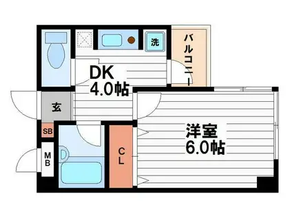 メルベーユ谷町(1DK/5階)の間取り写真