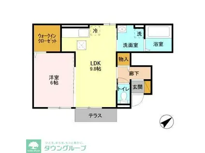 東武野田線 六実駅 徒歩6分 2階建 築12年(1LDK/1階)の間取り写真