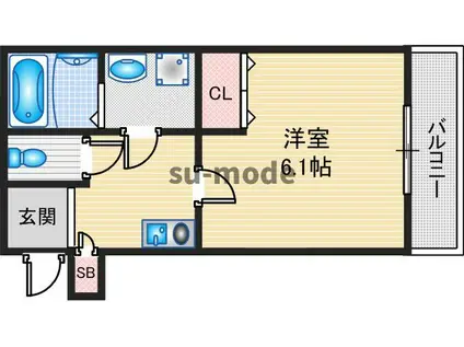YSハイツ(1K/2階)の間取り写真