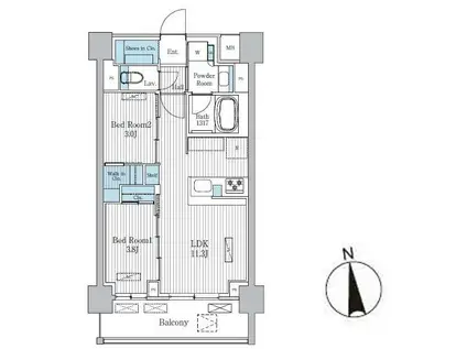 TERRA蚕糸の森(2LDK/3階)の間取り写真