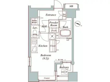 カーサスプレンディッド一番町(ワンルーム/8階)の間取り写真