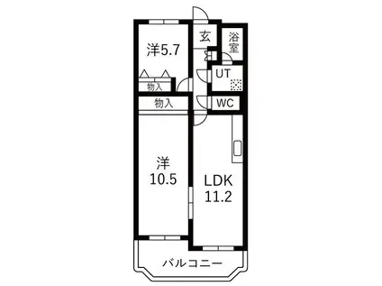 ネオハイツ今宿A棟(2LDK/3階)の間取り写真