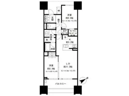 ザ・パークハウス名古屋(2LDK/12階)の間取り写真